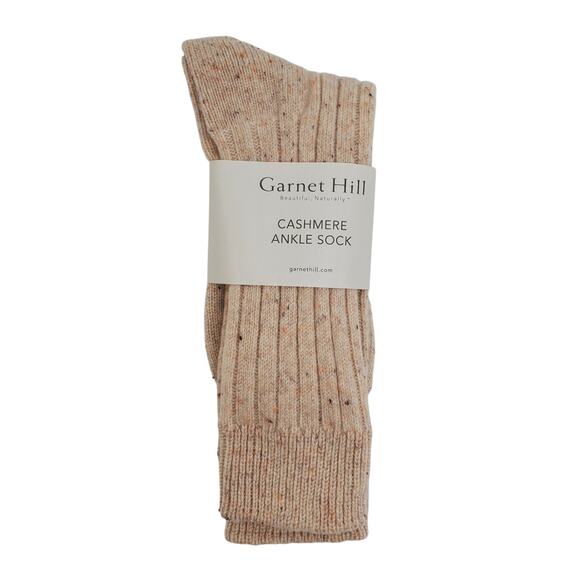 Soft Ribbed 82% Cashmere Ankle Socks Sz 9-11 Warm Cozy Garnet Hill Tan Donegal - Picture 2 of 6